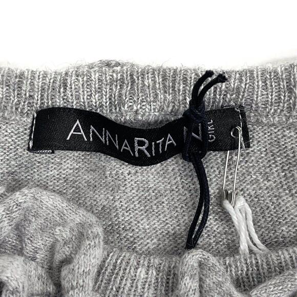 AnnaRita N Girl Size Medium Angora Blend Knit Ruffle Neck Italian Sweater Top - Picture 4 of 11
